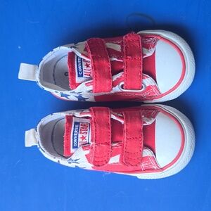 Toddler red white and blue converse velcro, red white and blue